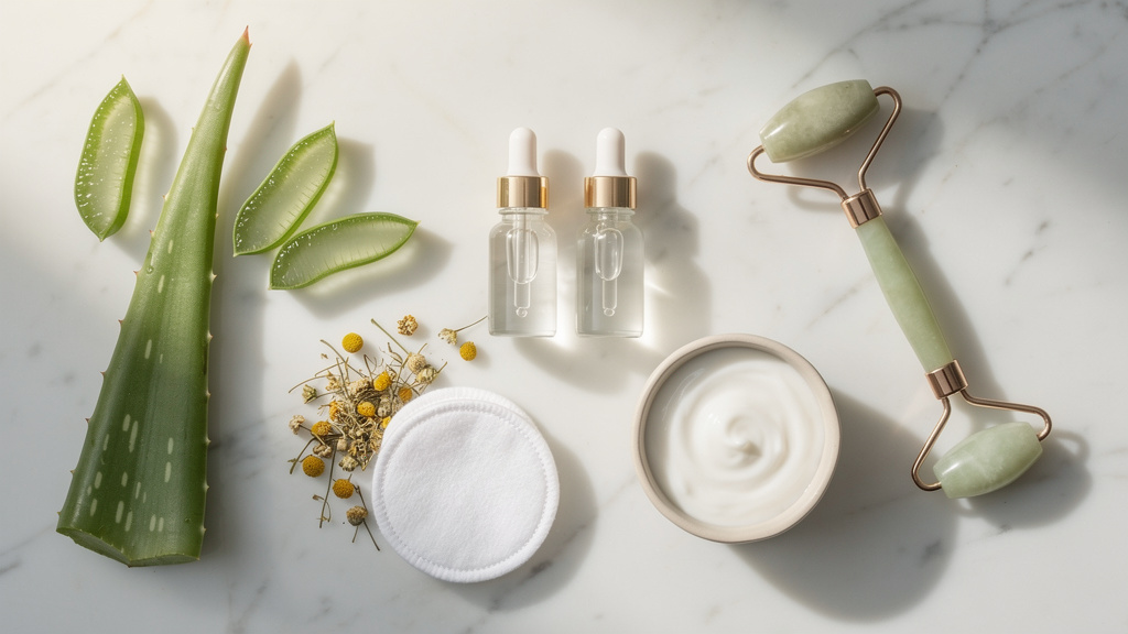 Natural calming ingredients for sensitive skin facial treatments